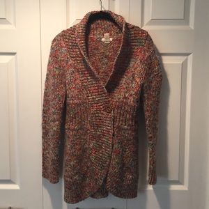 Gorgeous multi-color wool blend shawl cardigan