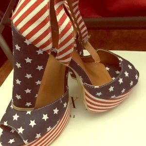 Cute platform patriotic heels