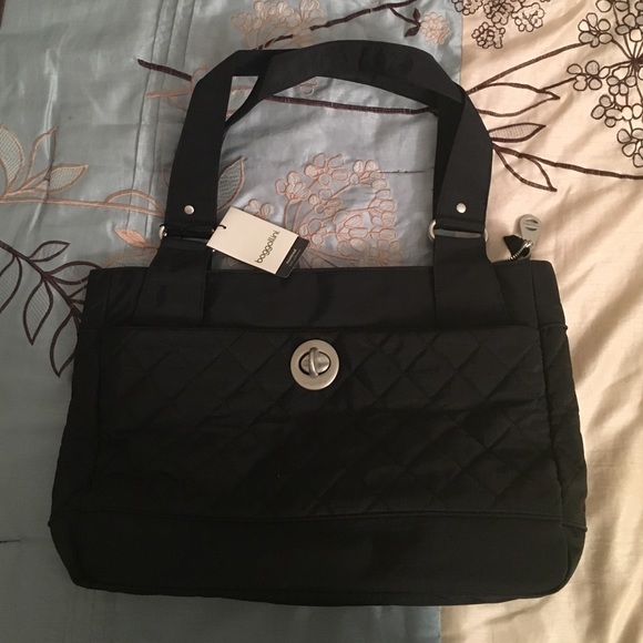 Baggallini Laptop Bag - Black Quilt