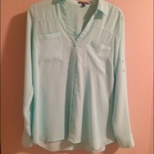 Mint button down shirt