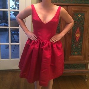 Red v-neck vintage style dress