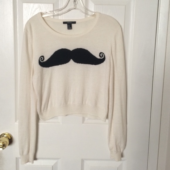 Mustache sweater crop top