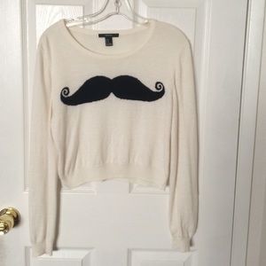 Mustache sweater crop top