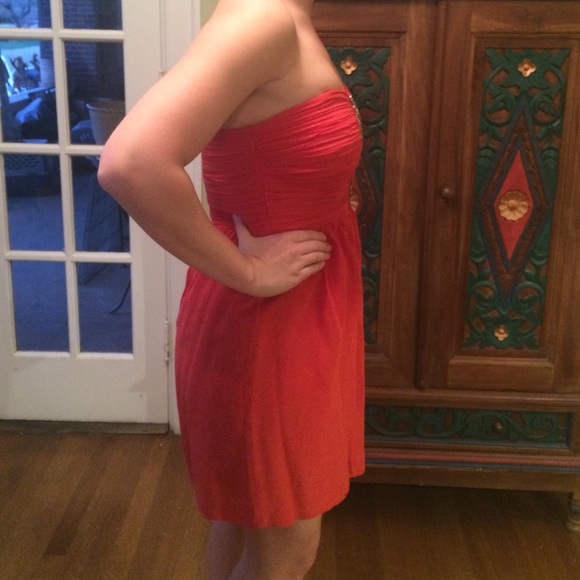 Red dress with ruched top - Picture 2 of 4