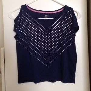 ❌SOLD IN BUNDLE❌Youth navy blue and sliver top