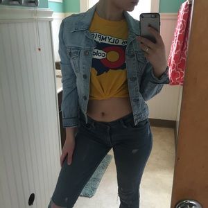 Old Navy stretch cropped denim jacket.