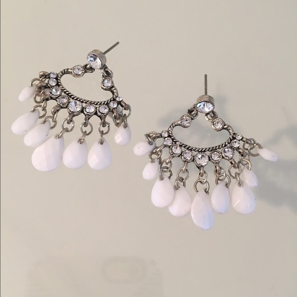 Chandelier White Earrings