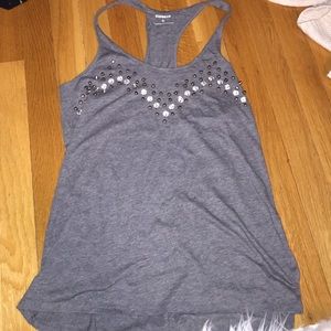 gray embellished racer back top