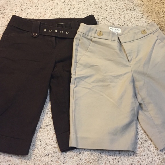 Brown and tan capris, size 1 and 0. Bundle.