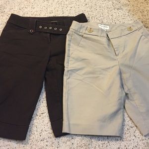 Brown and tan capris, size 1 and 0. Bundle.