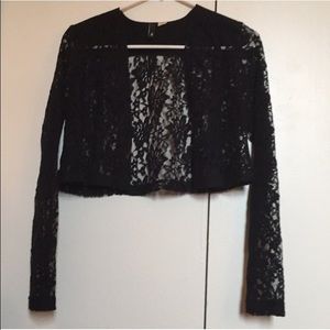 H&M black lace cropped jacket
