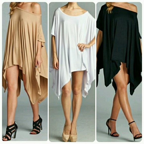 🆕Taupe Unbalanced Tunic Handkerchief Dress NWT Tan/Beige Asymmetrical Poncho - Picture 5 of 5