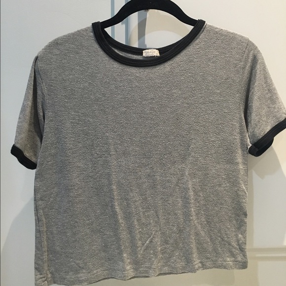 BRANDY MELVILLE RINGER TEE (grey w/ black)