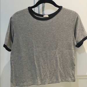 BRANDY MELVILLE RINGER TEE (grey w/ black)