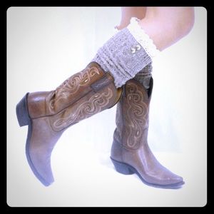 Oatmeal Boot Socks With Lace and Buttons