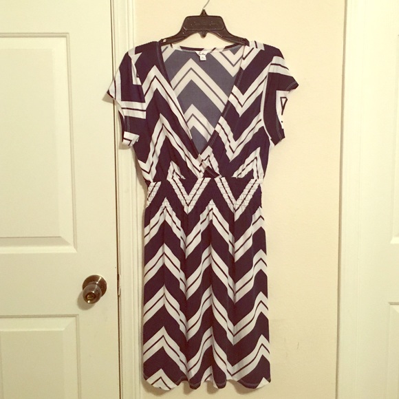 Navy blue and white chevron pattern sundress