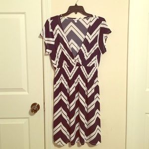 Navy blue and white chevron pattern sundress