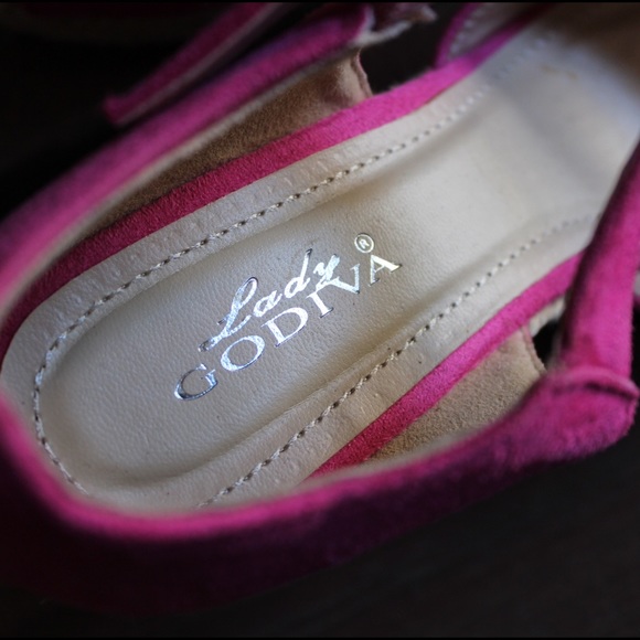 Fuchsia Ankle-Strap Wedges - Picture 3 of 4