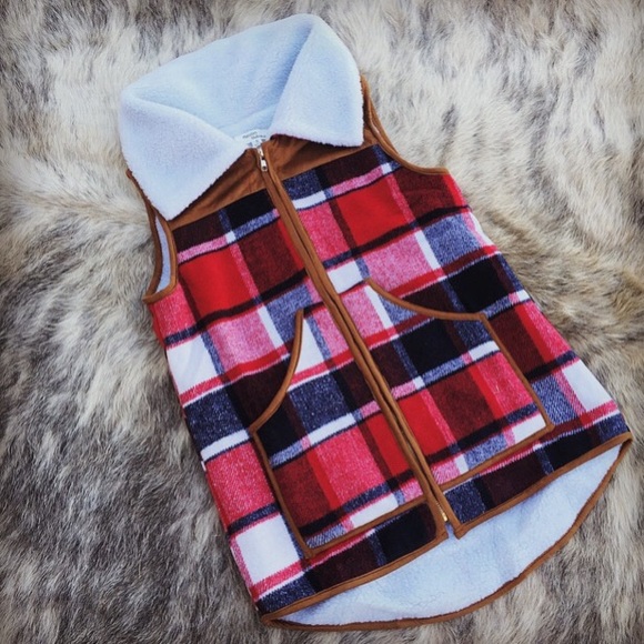 Plaid fur vest
