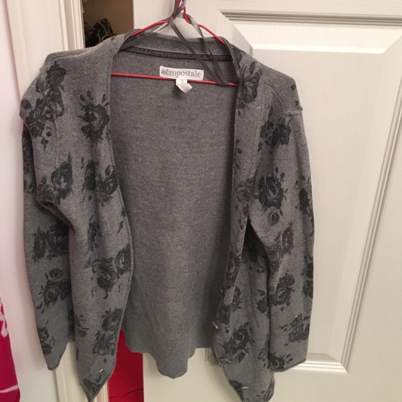 Gray rose cardigan sweater