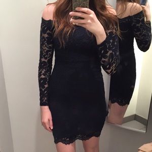 H&M navy lace bodycon dress