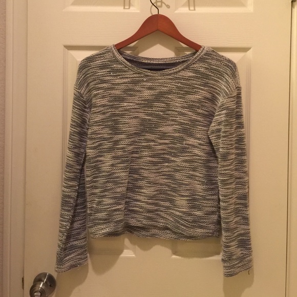 Gray and white sweater with silver thread