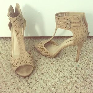 Nude Peep-Toe Heels