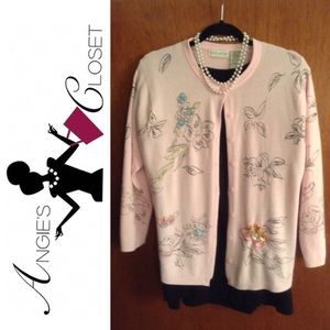 MOTHERS DAY GIFTS Pink cardigan with designs.