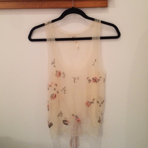 Free People Embellished Sheer Tank Top