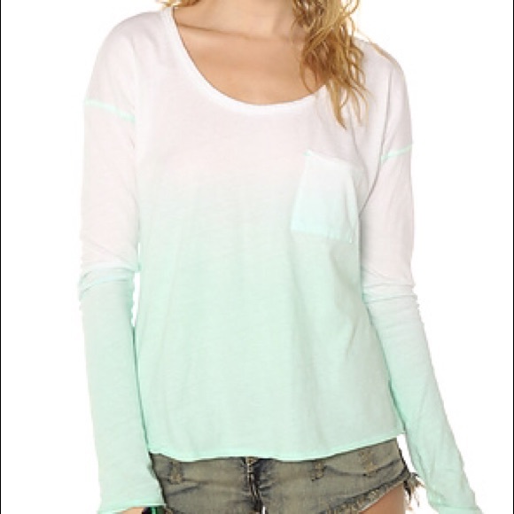 Free People Ombré Mint Long Sleeve T-Shirt - Picture 1 of 2