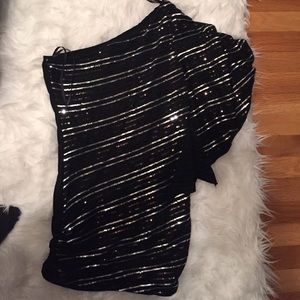 one sleeve sequin striped top
