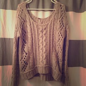 Grey free people chunky knit sweater