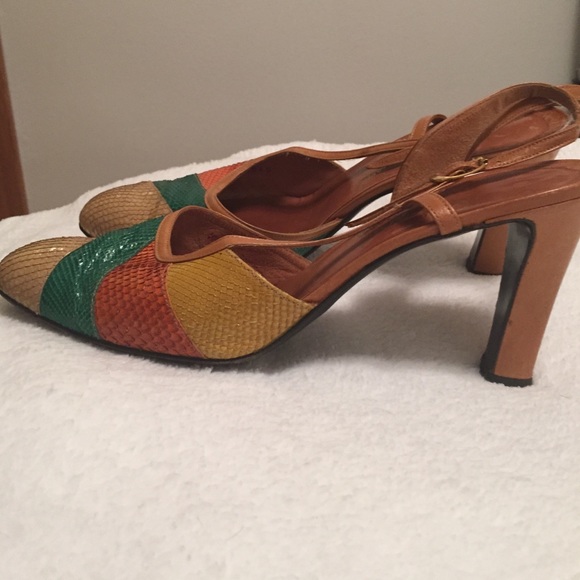 Vintage multicolor sling back heel SZ 8-1/2 - Picture 2 of 4