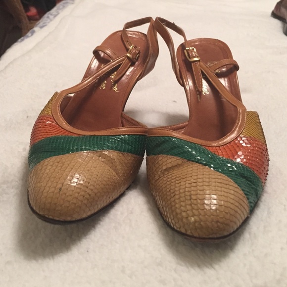 Vintage multicolor sling back heel SZ 8-1/2 - Picture 3 of 4