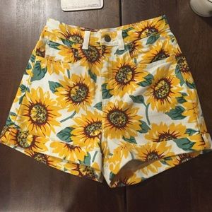 High waisted American Apparel sunflower shorts