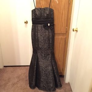 Black cheeta print prom dress