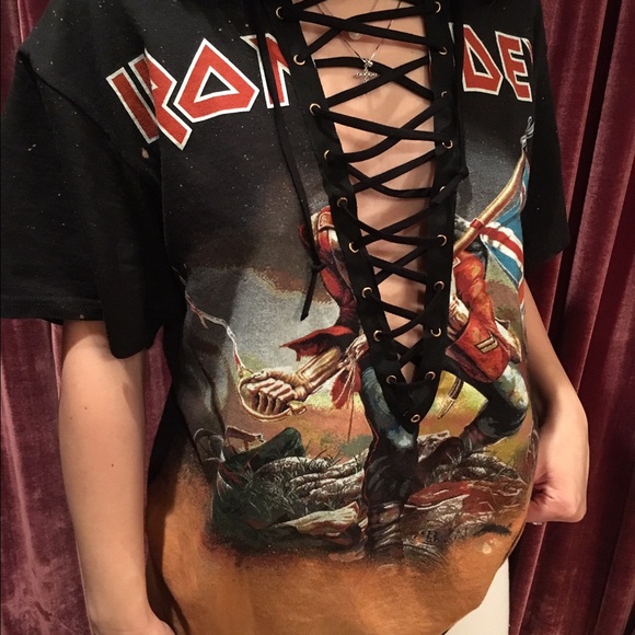 Iron maiden bleached lace up tee - Picture 2 of 3