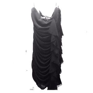 Express black side ruffle strapless dress