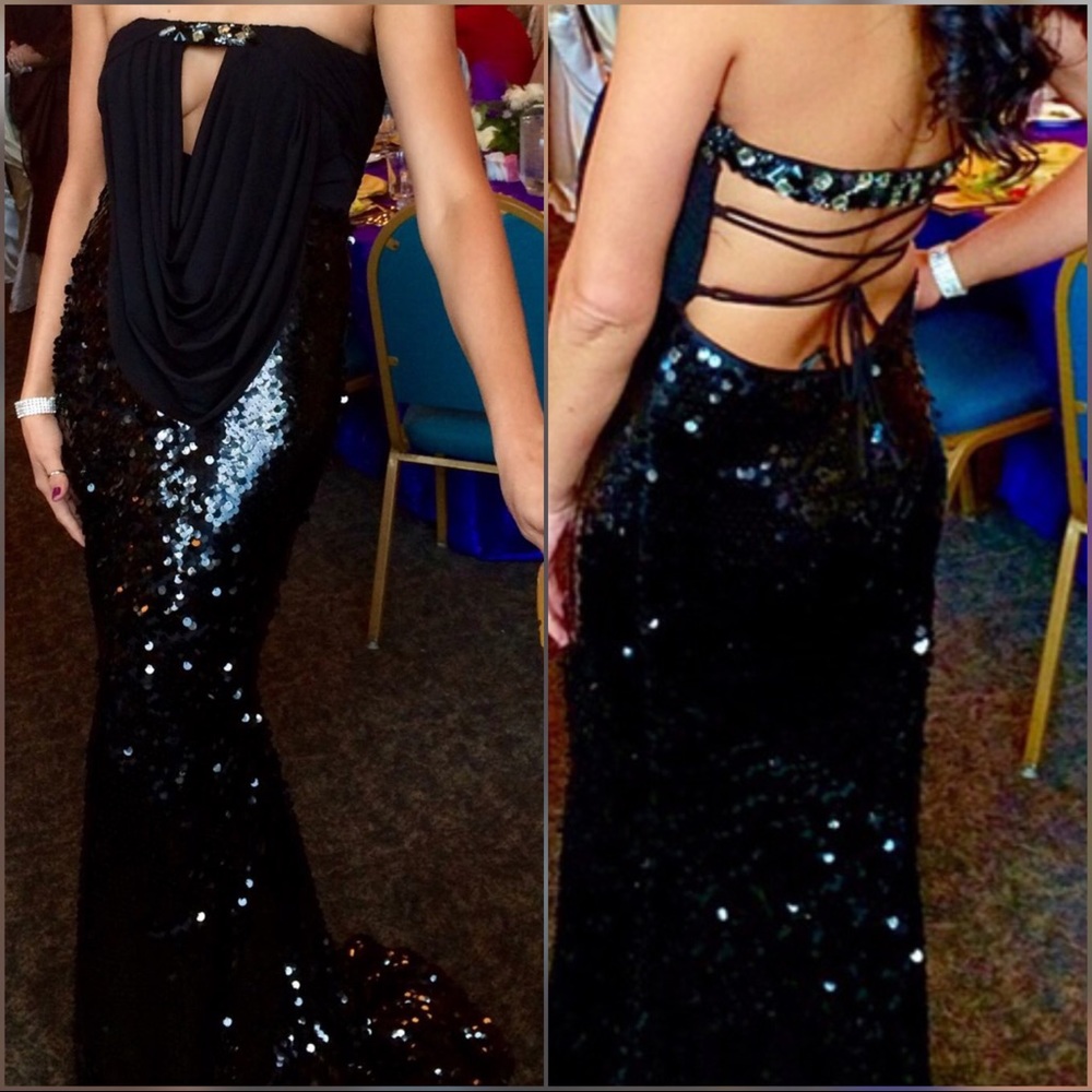 Black sequin long dress size 00!