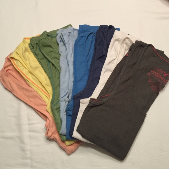 (8) American Eagle Ribbed Tanks Size Large