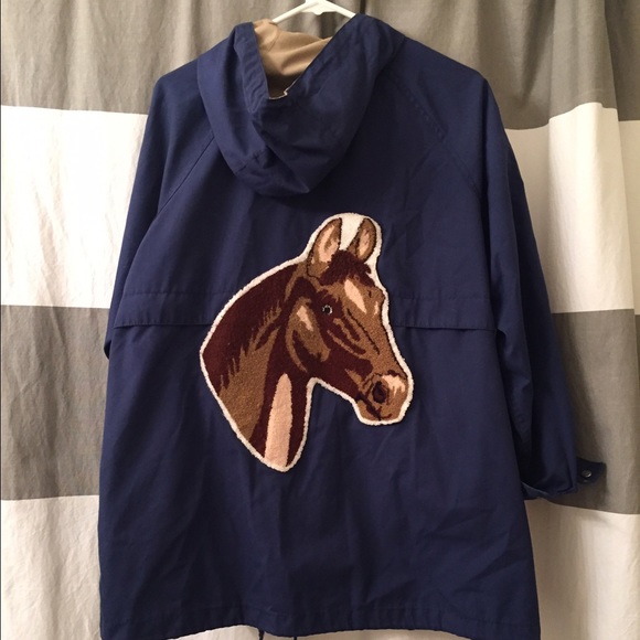 Vintage blue jacket with horse patch