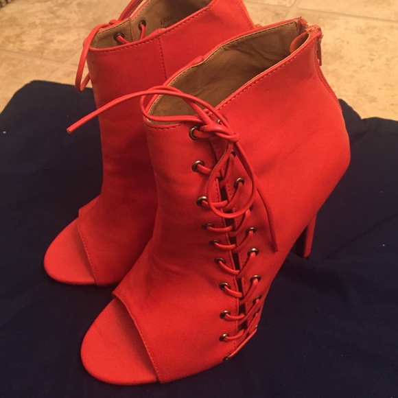 Orange open toe-booties - Picture 4 of 4