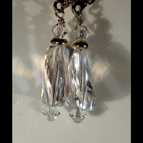SOLD.    Crystal Moonlight Swarovski Earrings. - Picture 2 of 2