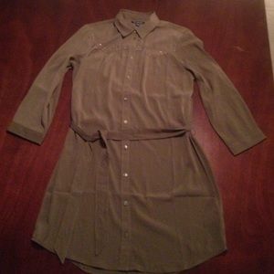 Olive Embellished Shirt Dress