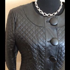 Reduced💸💸Black Leather Quilted 3/4 Sleeve Jacket