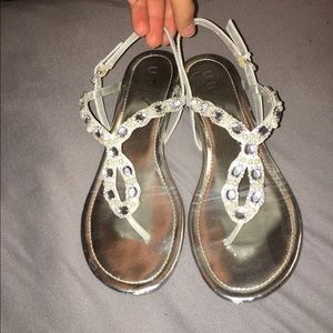 Fancy silver sandals!