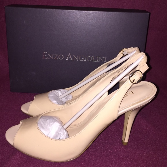 Enzo Angiolini Shoes - Nude Patent Leather Slingback Pumps Sz 10