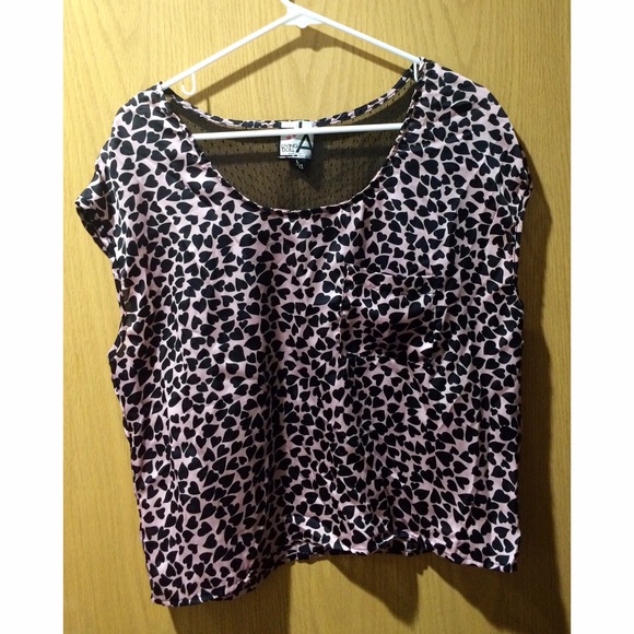 Pink Top with Black Heart Print