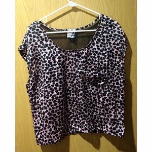 Pink Top with Black Heart Print