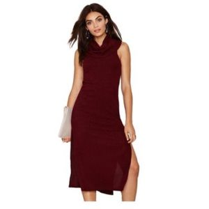 Nasty Gal Burgundy Knit Midi Dress